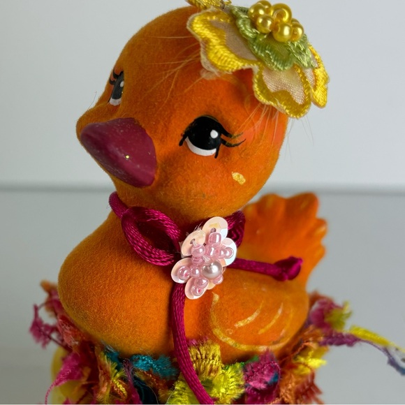 Katherine’s Collection-Whimsical Orange Flocked Duck on box-vintage - Picture 9 of 11